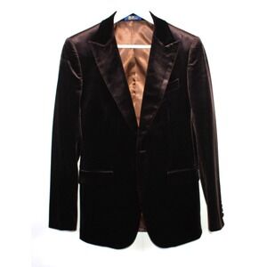 Bellucci Trends Velvet Blazer Brown 38R Luca Interior Pockets Single-breasted
